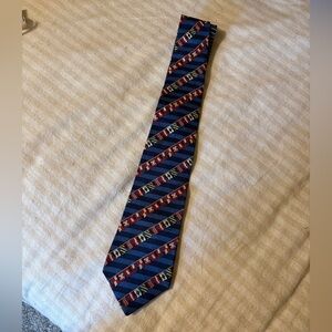 Tommy Hilfiger Men’s Tie Blue & Green Stripe Nautical Flag Print 100% SILK